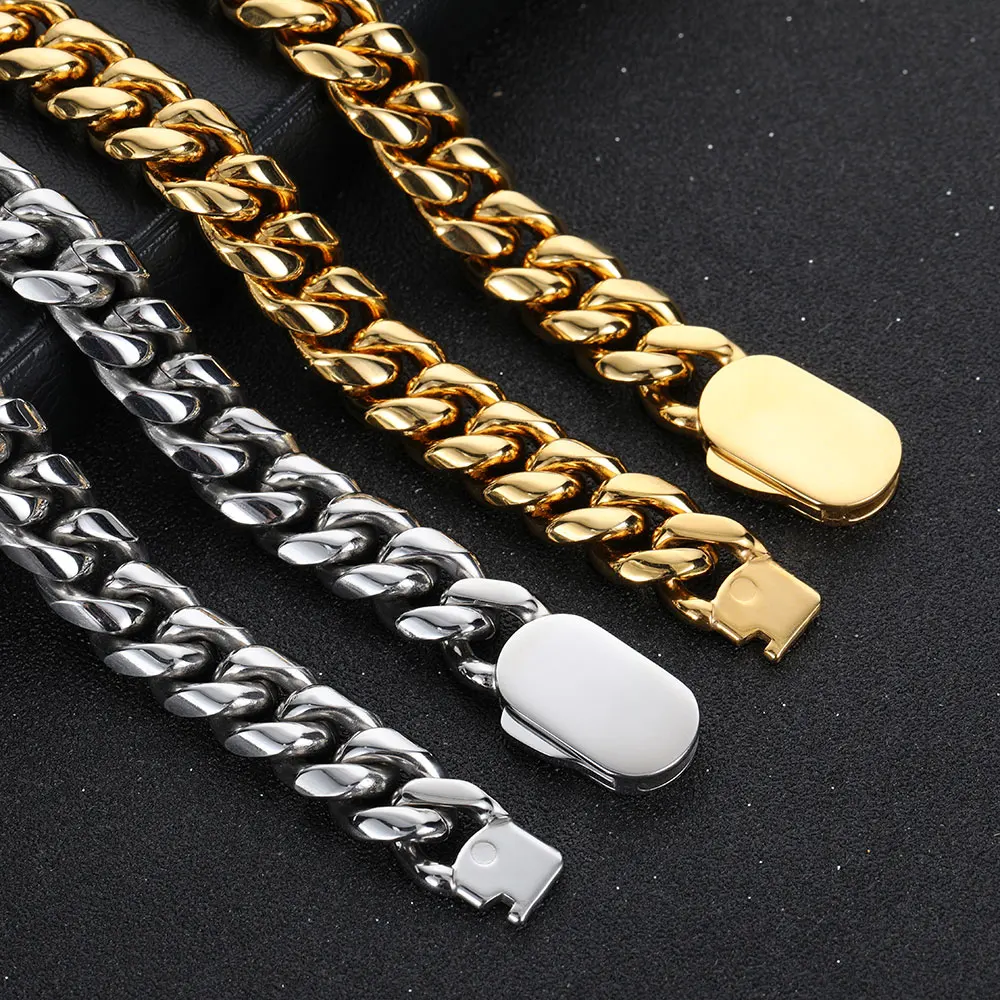 Man Chain Custom Logo Necklace 316L Stainless Steel Miami Curb Cuban Link Chain Golden Necklace Fashion Jewelry Gift