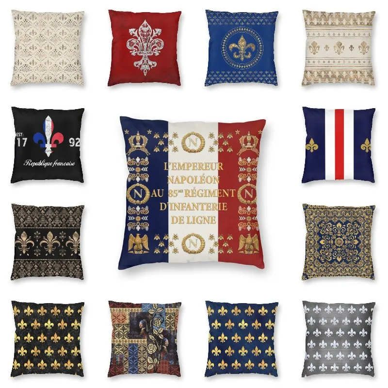 Vibrant Napoleonic French 85th Regimental Flag Pillow Case Home Decorative France Fleur De Lis Cushion Cover for Sofa Decoration