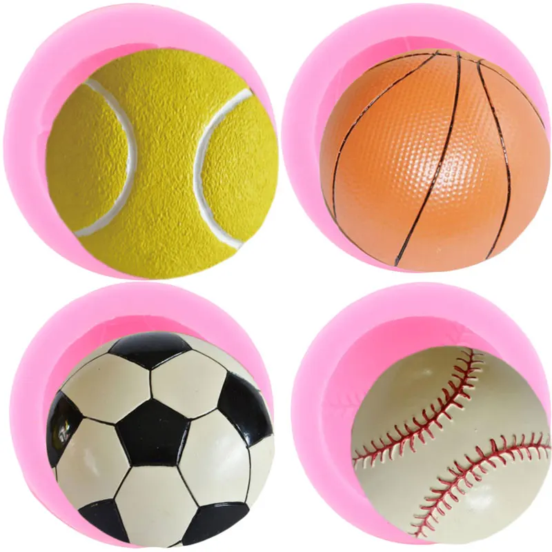 Sport Balls Gamepad Football Basketball Volleyball Silicone Molds Fondant Chocolate Candy Clay Mold DIY Cake Decorating Tools