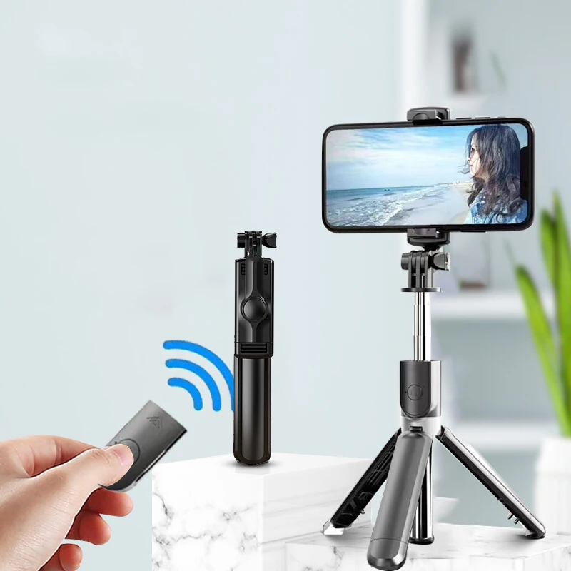 Roreta 2022 NEW 3 in 1 Wireless Foldable Mini Selfie Tripod Monopod With Bluetooth Shutter For iPhone 11 12 Xiaomi Smart Phone