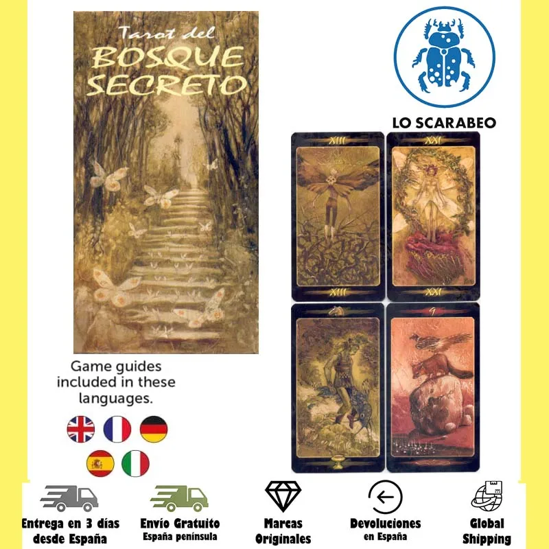 Lo Scarabeo, 78 card Tarot, secret forest, nature, double reading, deck, adults, game table, play,