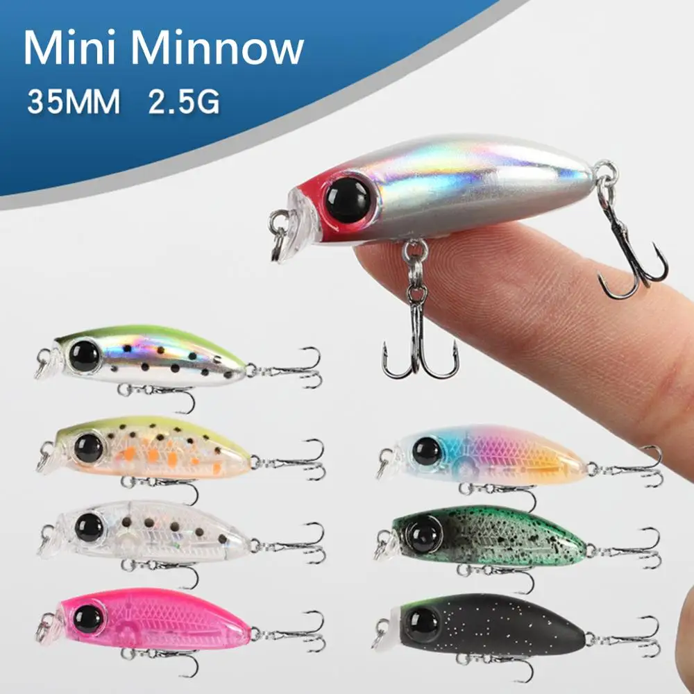 3.5cm 2.5g Fishing Lure Mini Micro Minnow Wobbler Lure 3D Eyes Diving Swaying Lure Trout Bait Jerkbait Artificial Bait Fake Bait