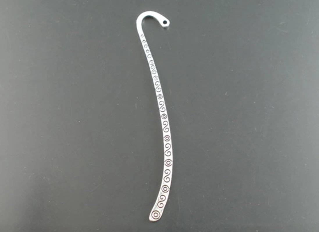 10PCs Antique Silver color Metal Crafts Collection Bookmark With Loop Retro Metal Bookmark Accessories Jewelry Wholesale 85mm