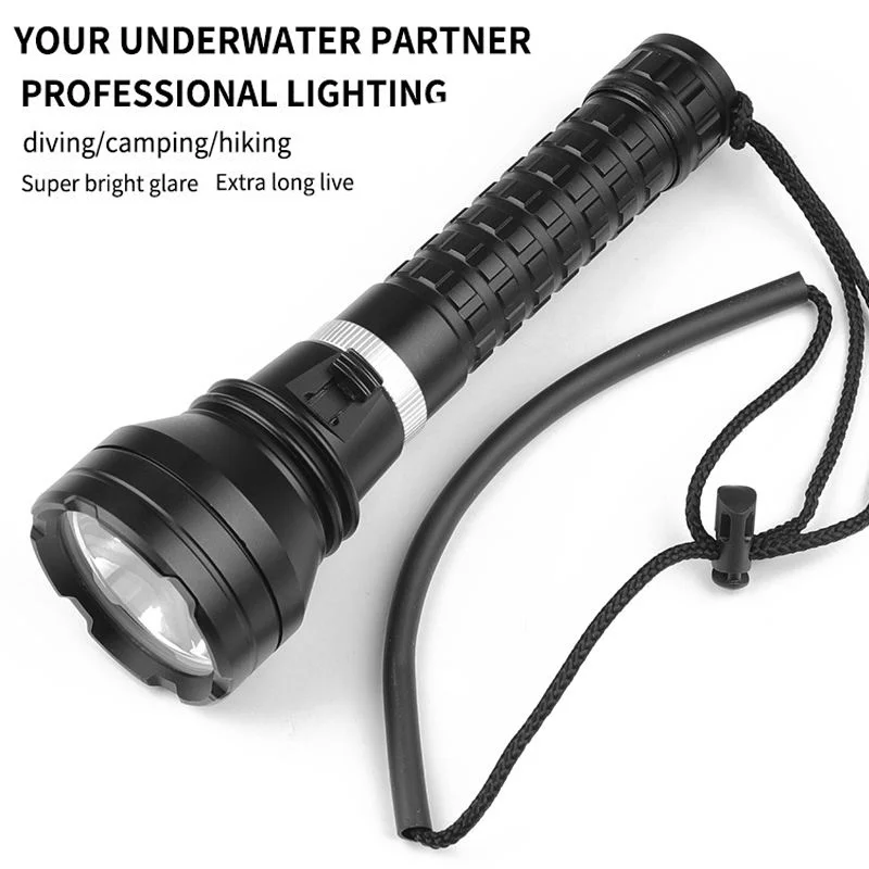 Linterna LED para buceo profesional, luz subacuática impermeable IPX8 de 30000LM, XHP70.2