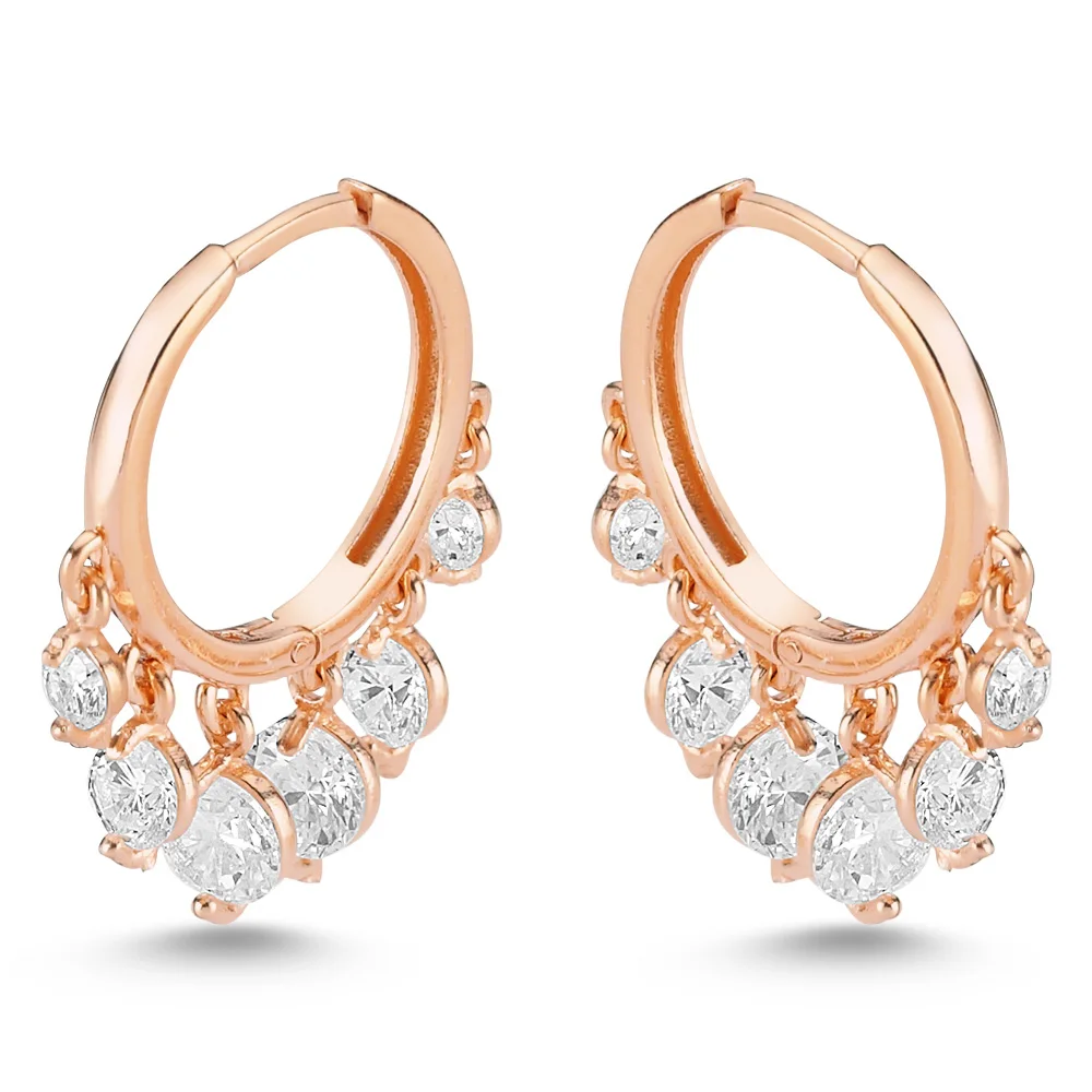 Professional Design Jewelry 925 Sterling Silver Earrings For Women Rose Gold Plated With Zircon Drop Earrings