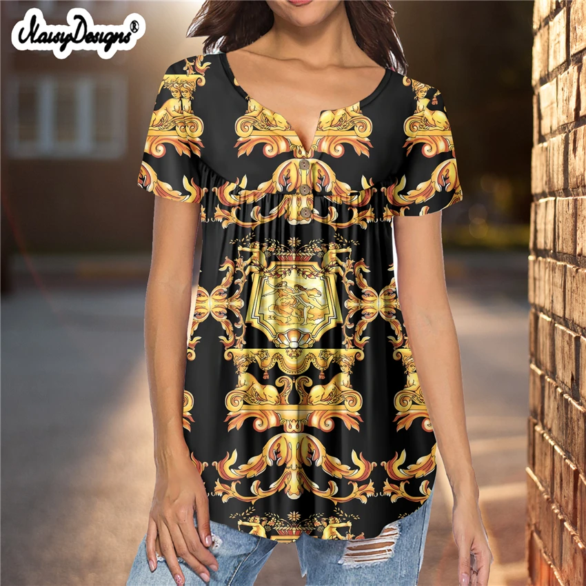 Noisydesigns Luxury Floral Pattern Summer Women Blouse 2022 Chiffon Tunnic Ruffle Ladies Tops Shirts 4XL Dropshipping