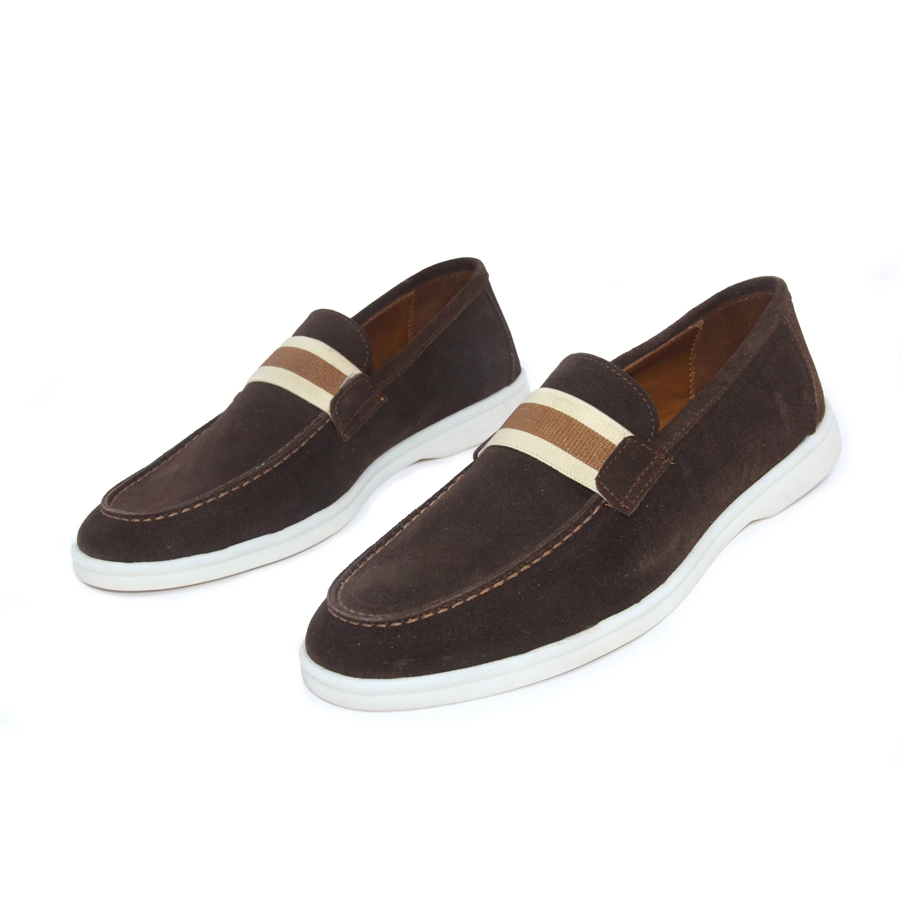 Men's Casual Brown Suede Loafers, Genuine Calf Leather, Daily Comfort Footwear for Men, Spring Summer 2022