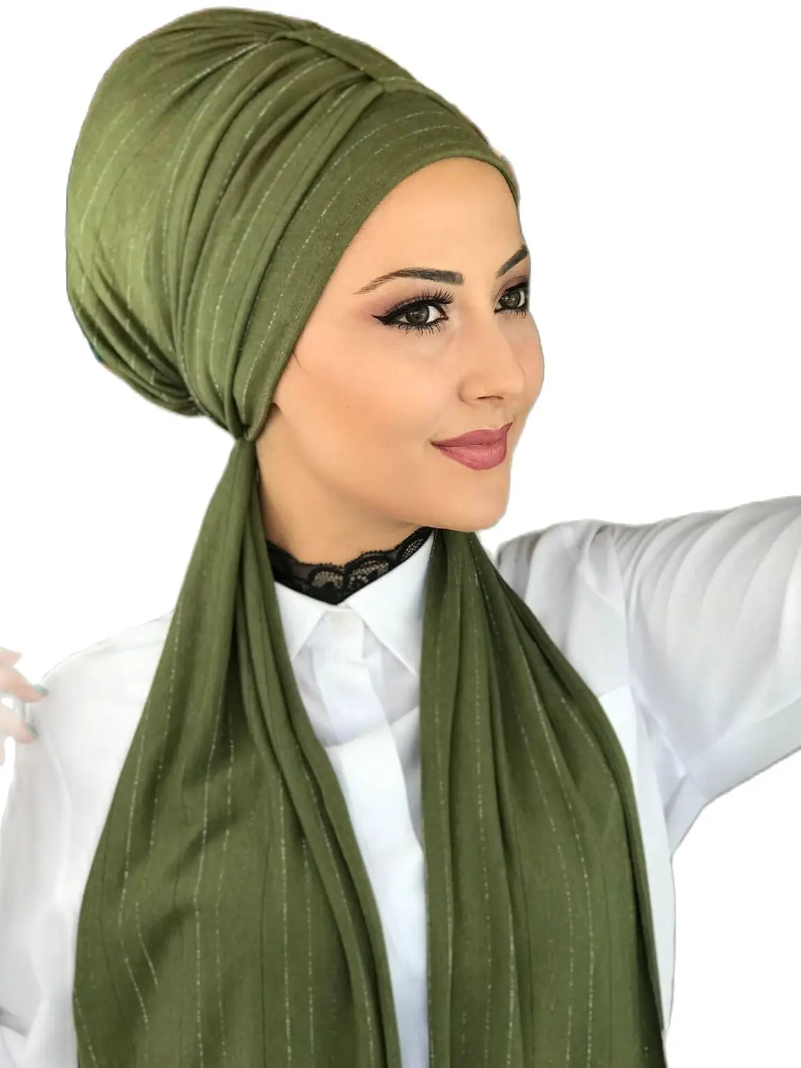 New Fashion 2021 Hijab Turban Lady Hat Seasonal Scarf Hijab Foulard Single Size Green Almond Yeşili Hijab Bathing Cap Shawl