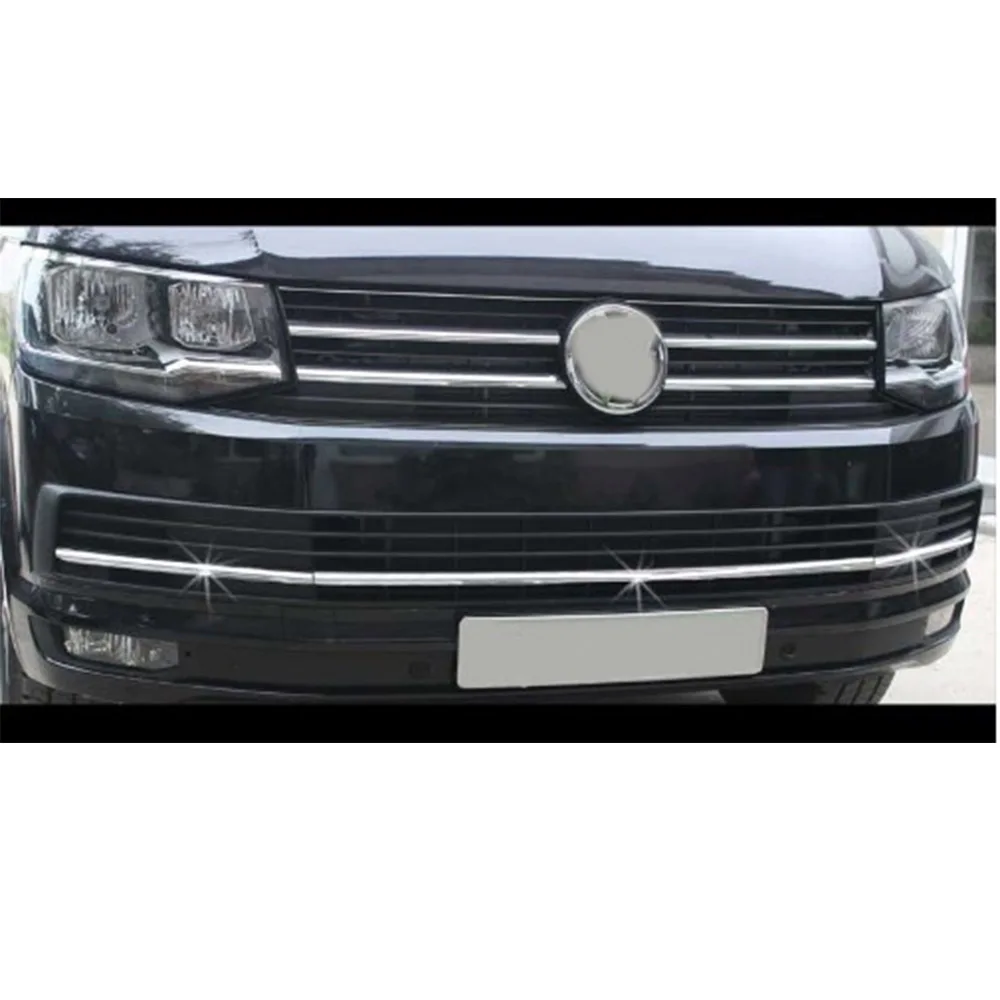 For Volkswagen VW T6 Transporter Chrome Front Bumper Streamer 3 Pcs 2015-2019 . Stainless Steel. A + Quality Modified Design