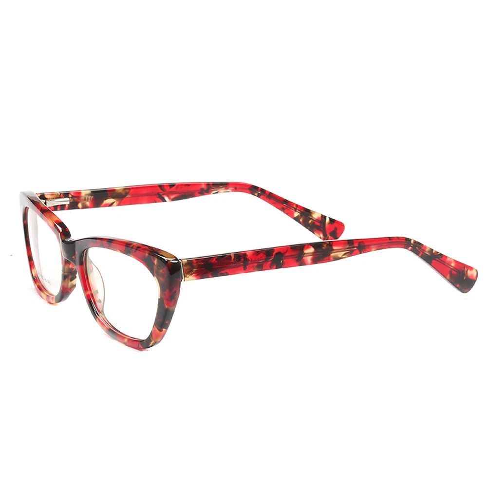 Tortoise Women Cat Eye Glasses Frames for Women Optical Eyeglasses Frames Acetate Fashion Square Pattern Rx Eyewear Retro Red