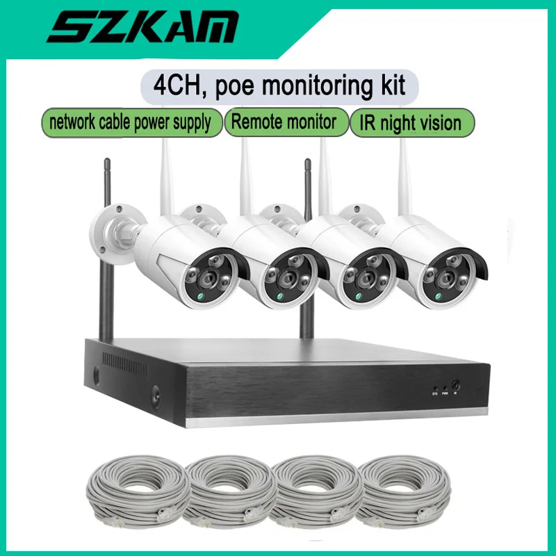 SZKAM 4CH 5MP 8MP 4K POE AI Telecamera IP di sicurezza Registrazione audio Visione notturna IR Kit NVR Sistema CCTV Set di videosorveglianza esterna