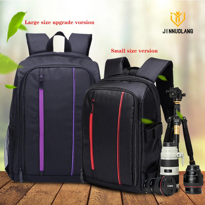 JINNUOLANG Unisex fotoğraf su geçirmez sırt çantası kamera omuzlar çanta naylon kılıf Fit 15.6 \'\'dizüstü seyahat açık DSLR Mochila