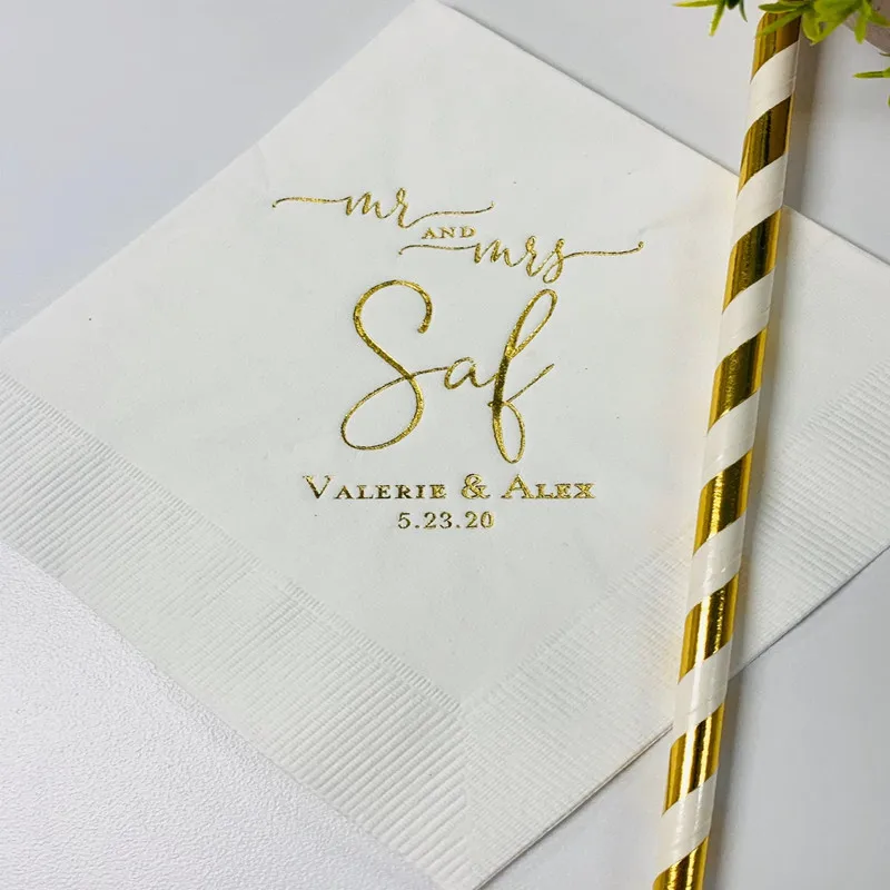 Personalized Napkins Script Initials Wedding Hostess Gift Engagement Party Cocktail Beverage Luncheon Dinner Guest Towels Availa