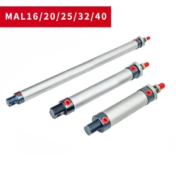 MAL 16/20/25/32/40mm Mini Pneumatic cylinder 25-500mm Stroke Double Acting Aluminum Alloy Air Cylinder