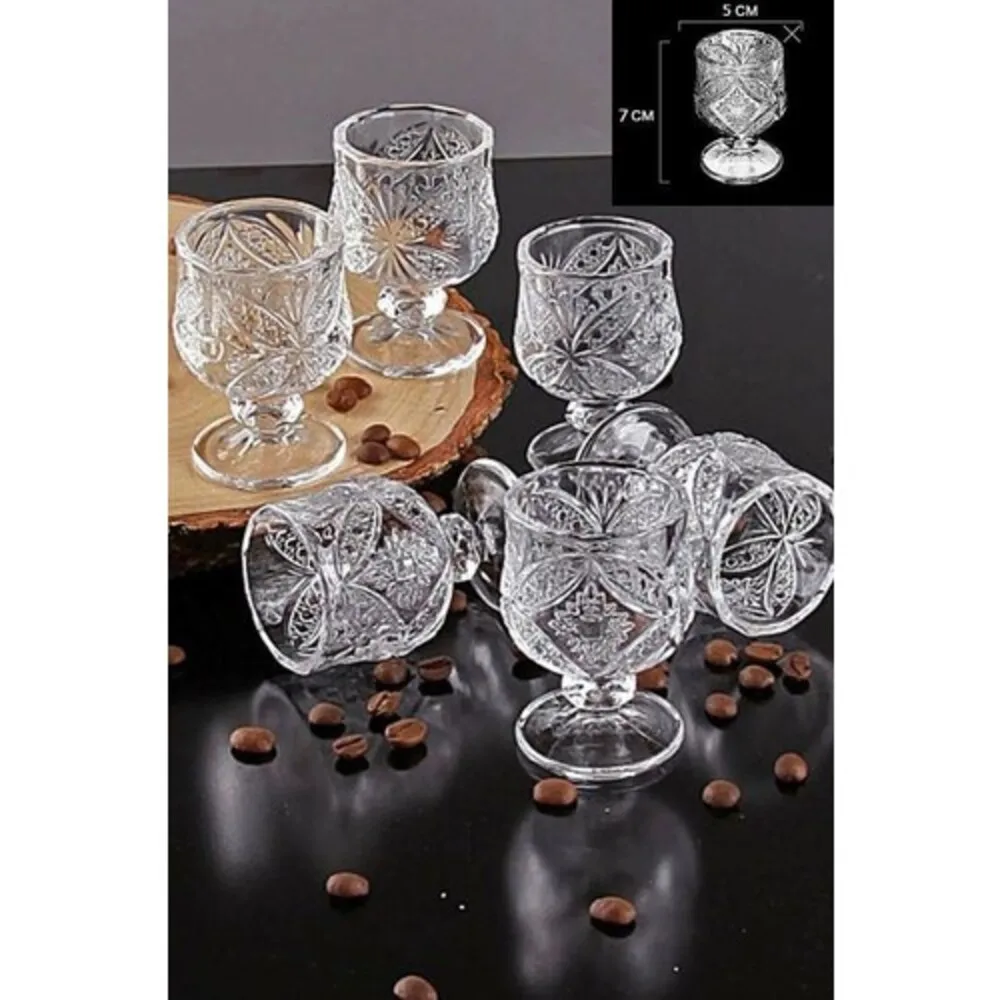 Crystal Cut 6 Pieces Coffee Side Foot Mini Water Cup set Coffee Side Water Liquor Cup 6 pcs luxury crystal cut Cup kitchen bever