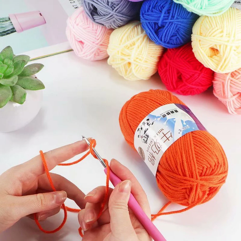 5Pcs 5ply Melk Katoen Breien Garen Blended Zachte Katoen Gehaakte Draad Voor Hand Breien Trui Kindje Garen 50G breien Tools