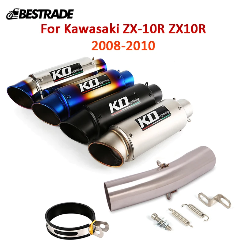 

Exhaust System For Kawasaki ZX10R 2008-2010 Mid Link Connect Tube Slip On 51mm Exhaust Pipe Mufflers Stainless Steel