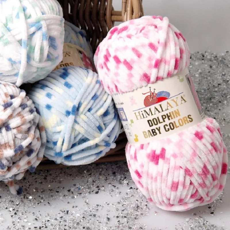 Super Bulky Crochet Knitting Yarn 5 LOT/BALLS Himalaya Dolphin Baby Colors 100g Chenille Variegated Colorful Turkish Velvet DIY