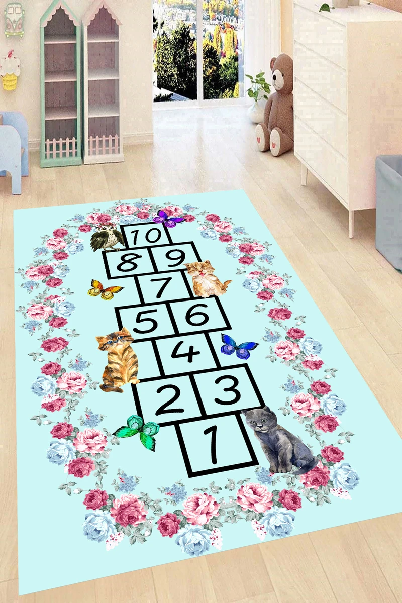 

Fun Flower Frame Patterned Kid Room Game Carpet Rug Tateme Tatami Mat Decoration Bedroom Decor Quarto Kilim