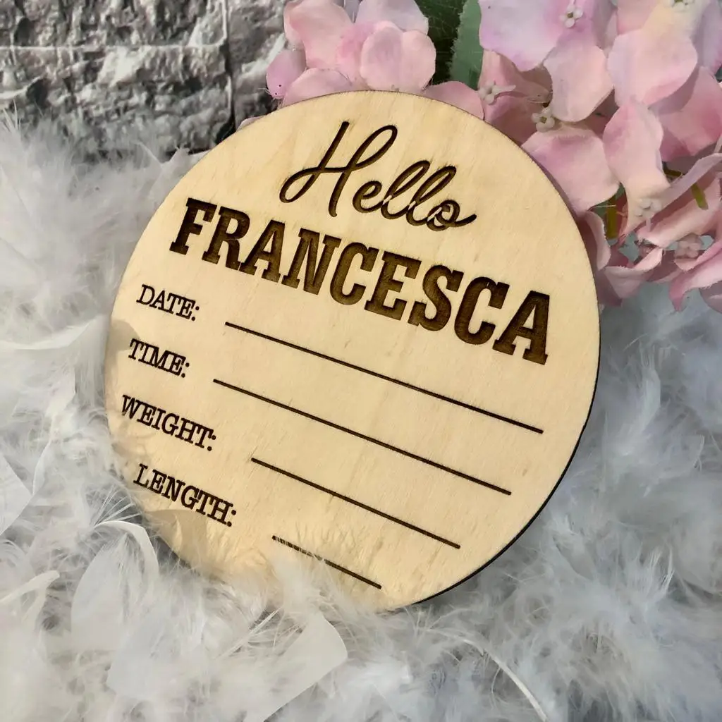 Baby Birth Sign with Custom Name Stats Sign Wooden Milestone Card Month Personalized Newborn Children Photo Props Gift Favor