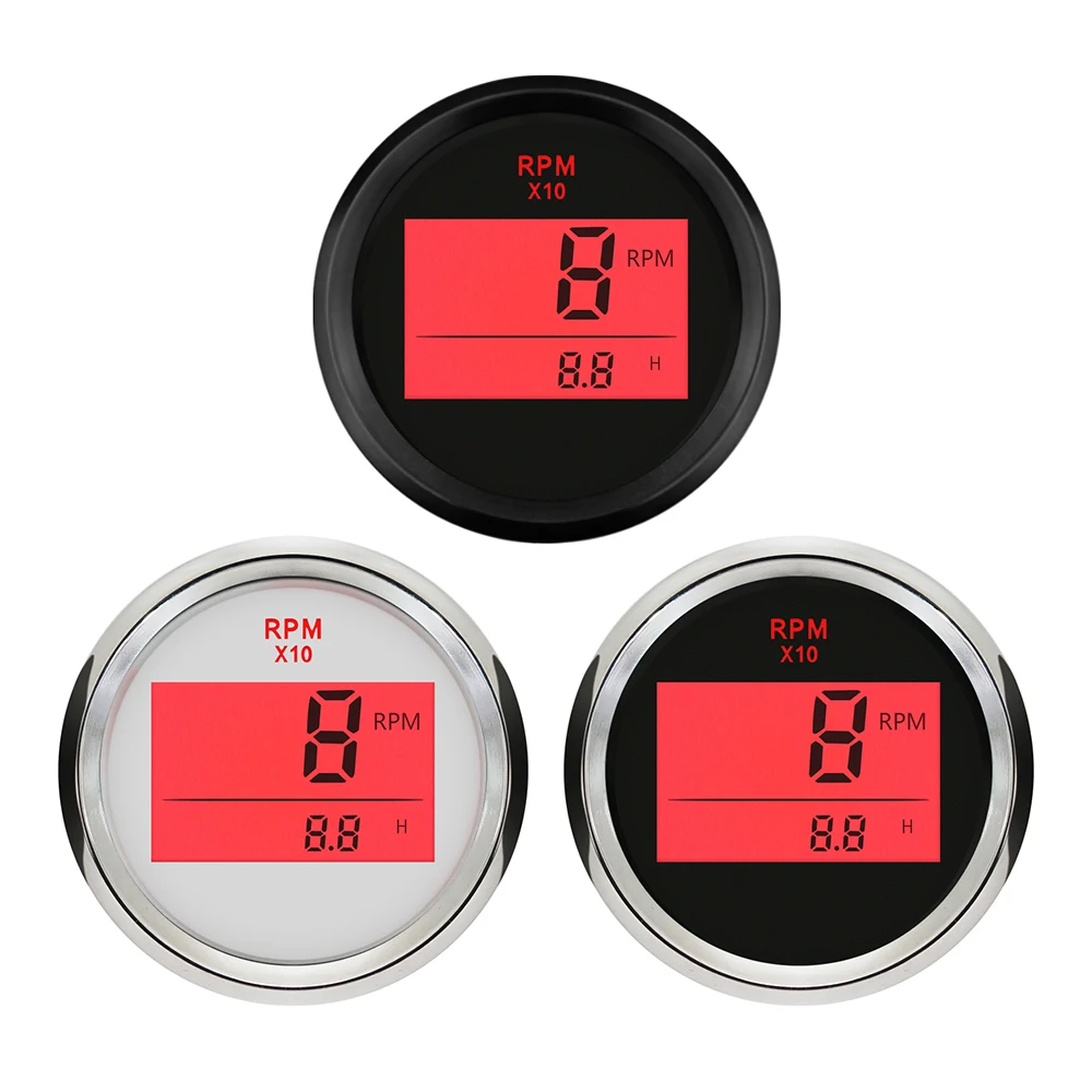 

ELING 52mm Digital Tachometer Engine Hourmeter 0-9990RPM Marine Outboard Truck Car Boat Waterproof RPM Meter 12V 24V