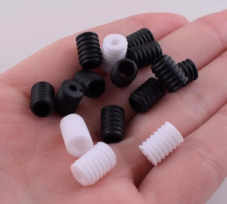 200 Pieces of Silicone Adjustment Buckle Black and White Face Rope Clips Control Tool Silicone Buckle