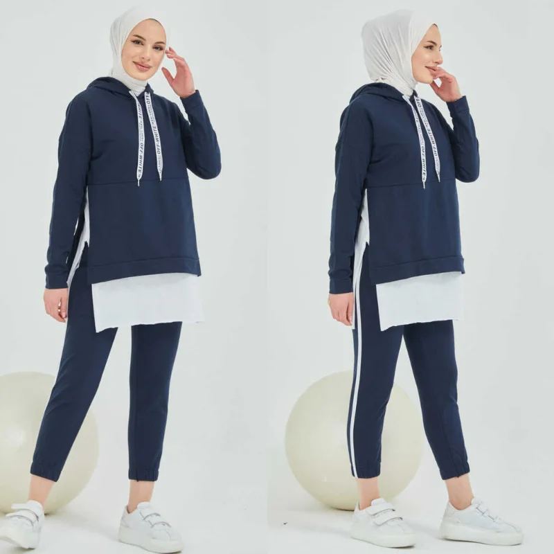 tracksuit set 2021season muslim fashion arabia Dubai fashion trends 100% Made in Turkey abayas hijab clothing muslim sets