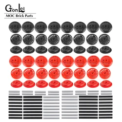 72Pcs/lot Train Wheel Spoked RC Train Flanged Driver Refit Set Red Wheel Cross Axle Building Blocks Set For 57999 85557 85558