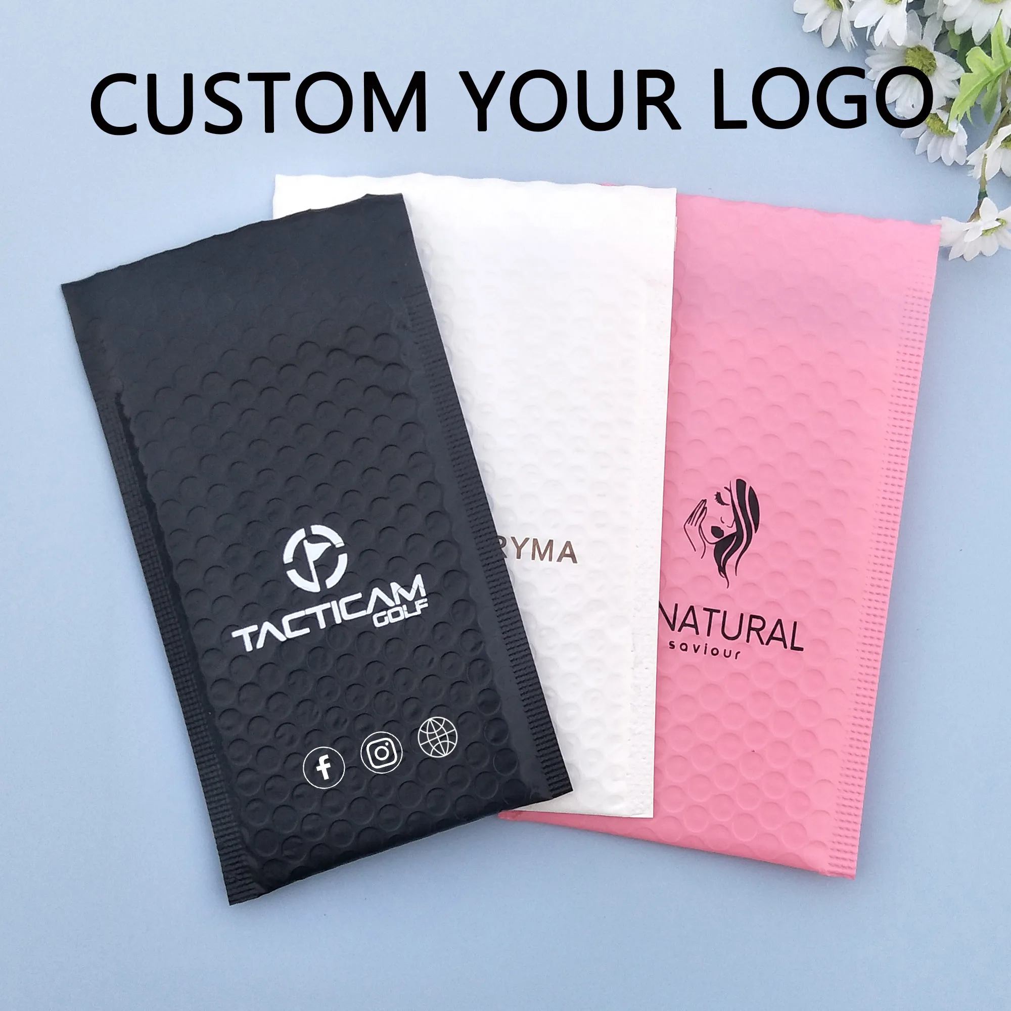 50pcs Custome Poly bubble mailer with logo printed Padded Shipping Envelopes With Bubble Mailing Bag Shipping Gift Packages Bags