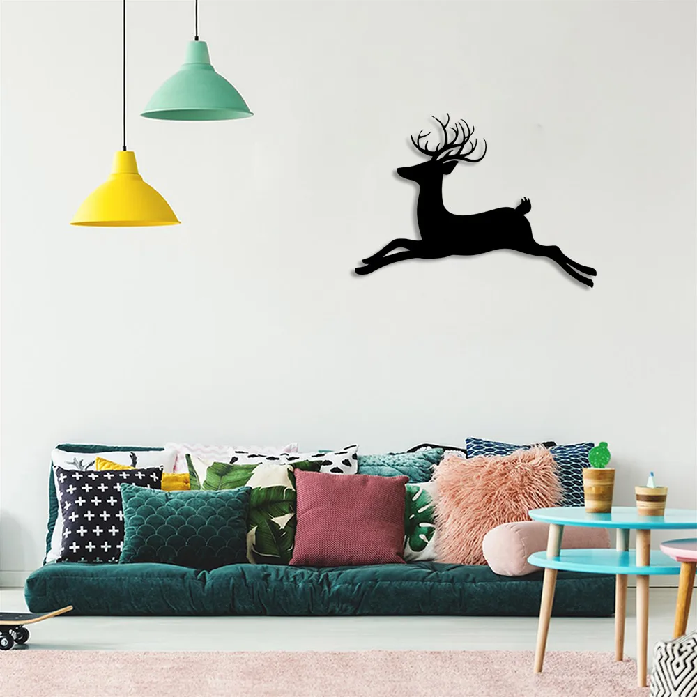 Christmas Decoration Baby Running Deer Wall Room Home Accessory Wooden Table 50x36cm