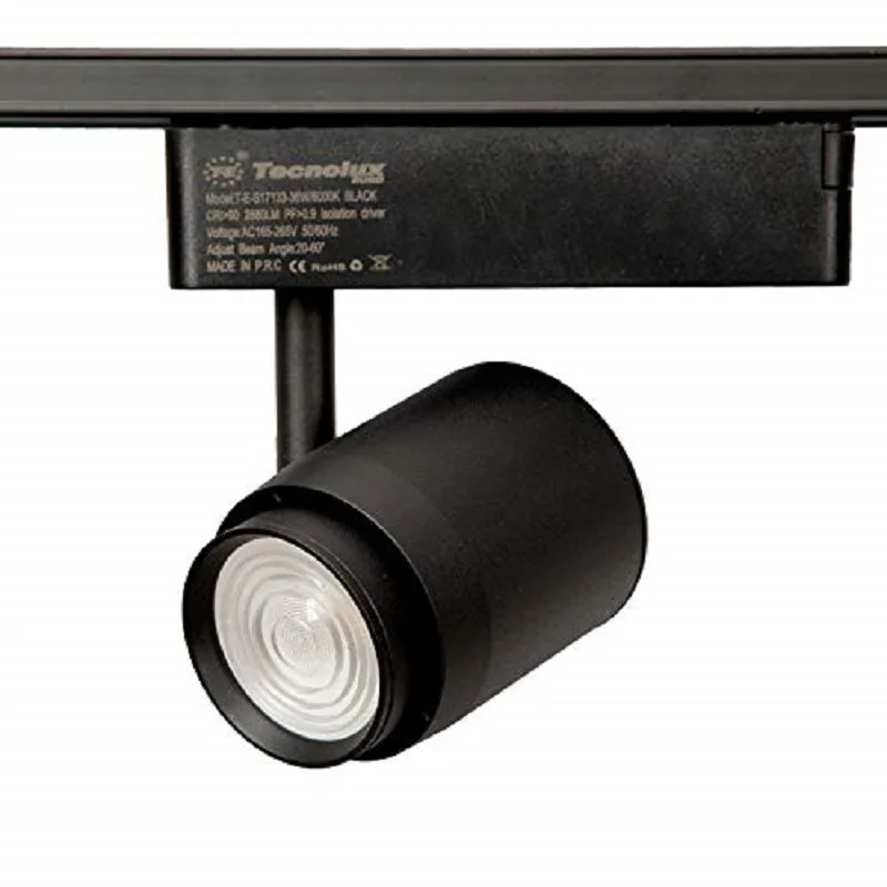 Foco de carril LED, pueden ajustar el ángulo de luz,color negro 36W 6000K luz fria