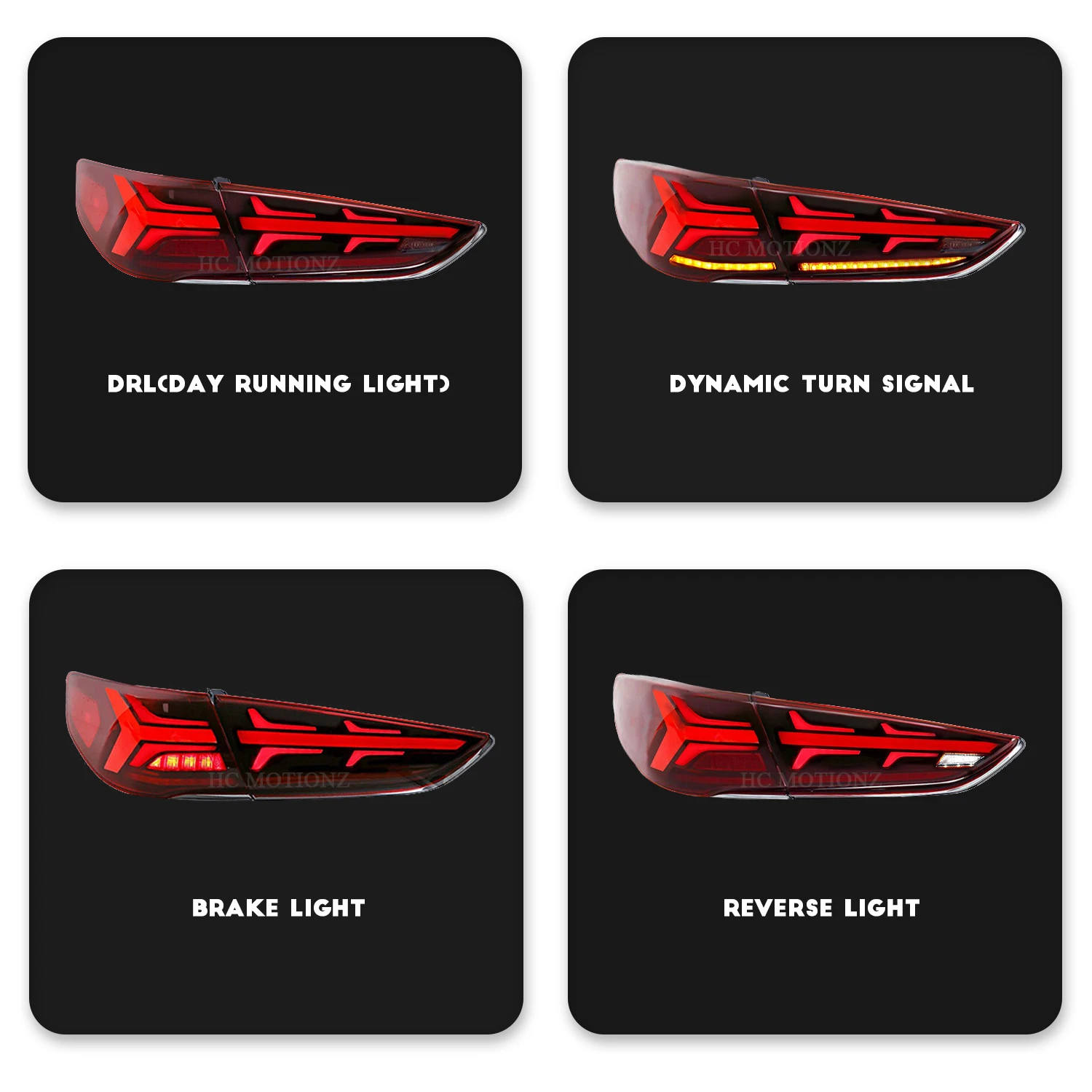 HCMOTIONZ Car LED Tail Lights Assembly for Hyundai Sonata 2018 2019 DRL Rear Lamps Accessories Auto Styling Back Lights