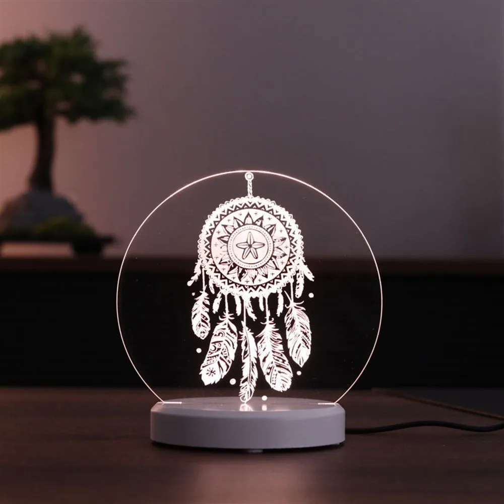 Dreamcatcher – lampe Led 3D en acrylique, effet d'illusion, 7 couleurs de lumière différentes, USB, bouton de commande tactile, Base noire, pour cadeau spécial, journée Decoration Maison Decoration Chambre Stitch