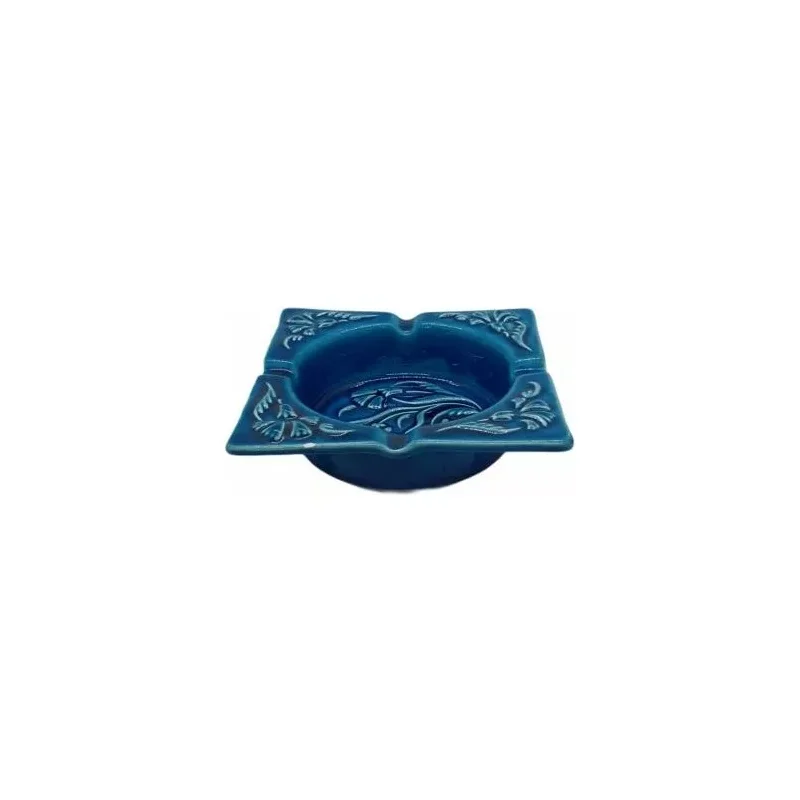 

Expert Blue Color Ceramic Flower Pattern Decorative Ashtray