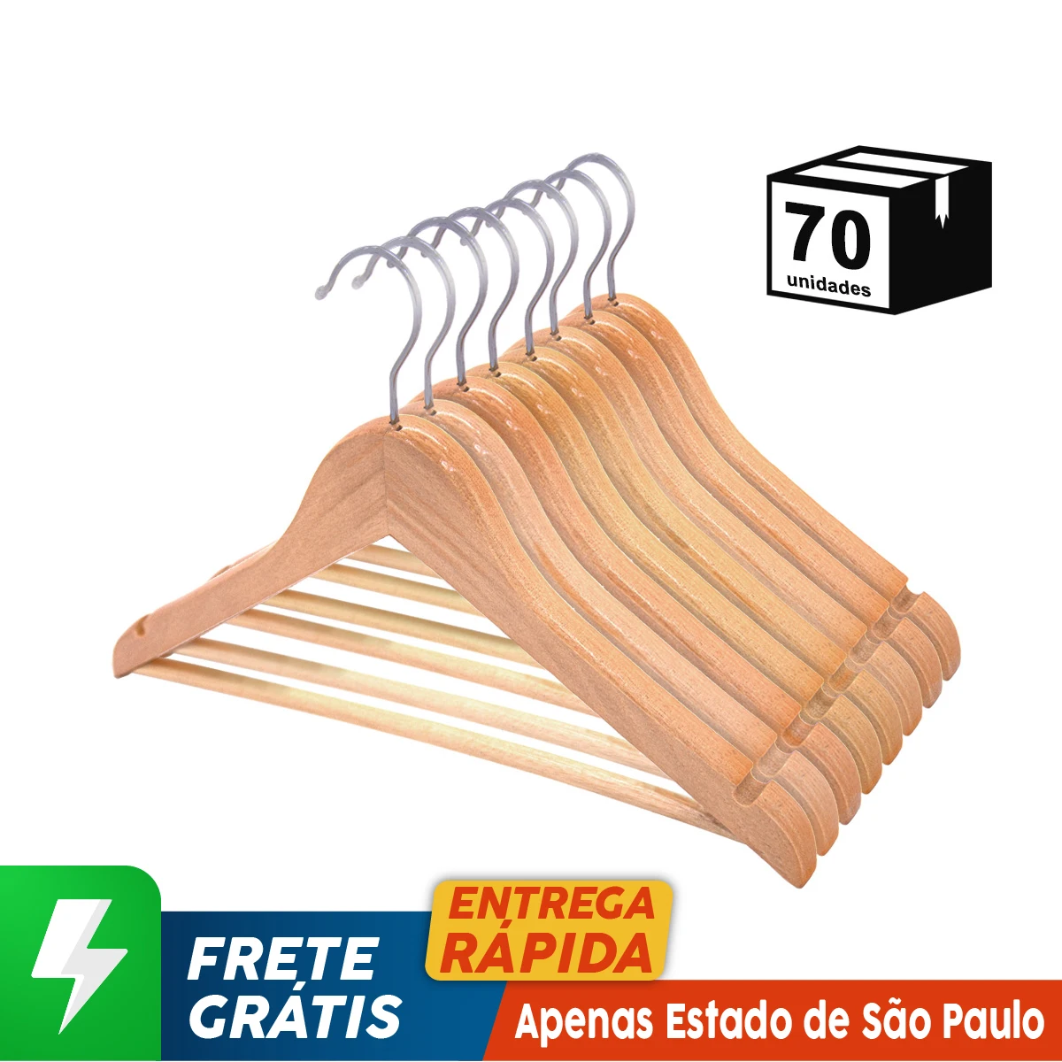 70 Peças Cabide Madeira Marfim Envernizada Gancho Cromado 360 ° Rotativo Alta Qualidade Adulto Organizador Armário Rack Closet