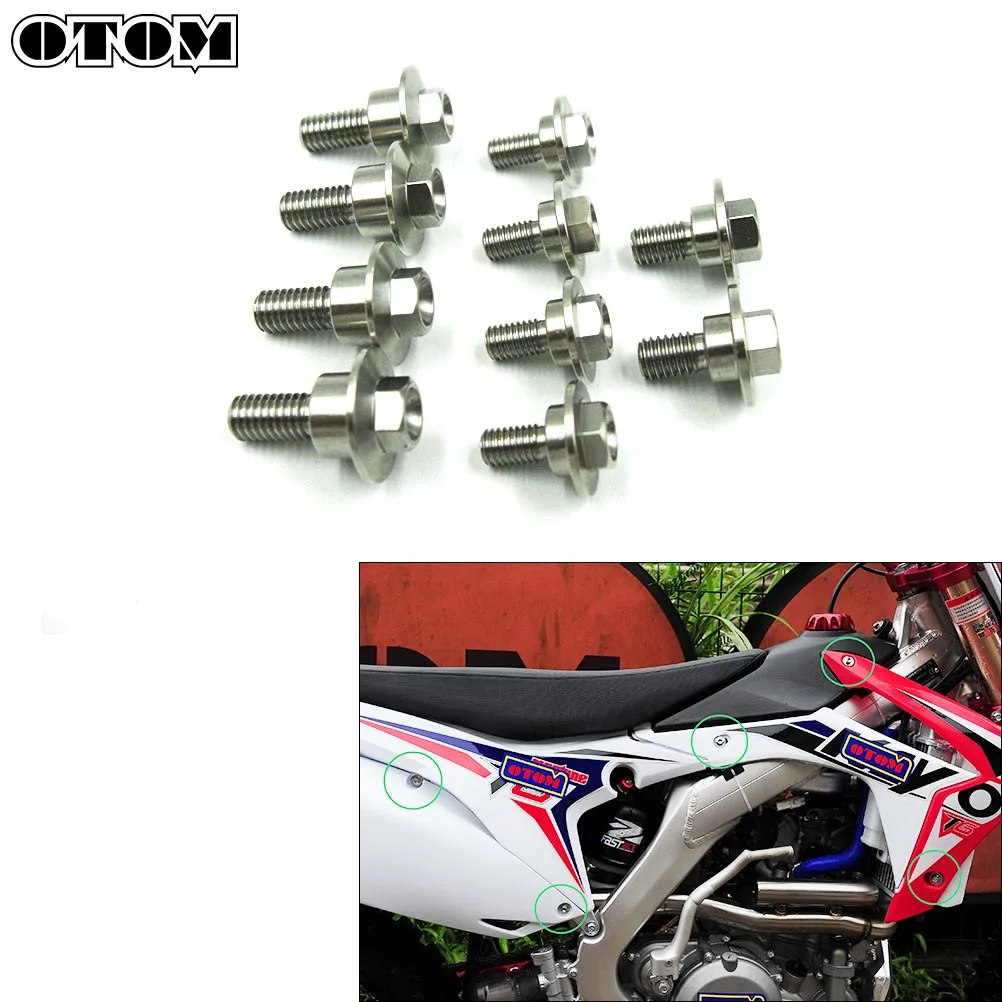 OTOM Motorcycle Fuel Tank Guard Plate Side Cover Nut Bolt Cap Stainless Steel Hexagonal Screws For HONDA CRF250R CRF250X CRF450L