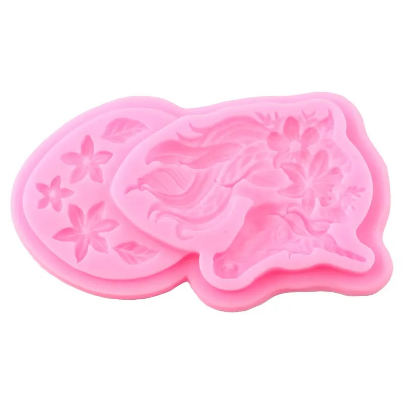 Stampo in Silicone unicorno Baby Birthday Cupcake Topper stampo per fondente strumenti per decorare torte biscotti Candy stampi per cioccolato in