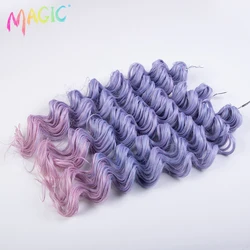 Cabello de ganchillo sintético mágico para mujer, extensiones de cabello rubio degradado, rizos africanos, ondas profundas, 24 pulgadas, Cosplay