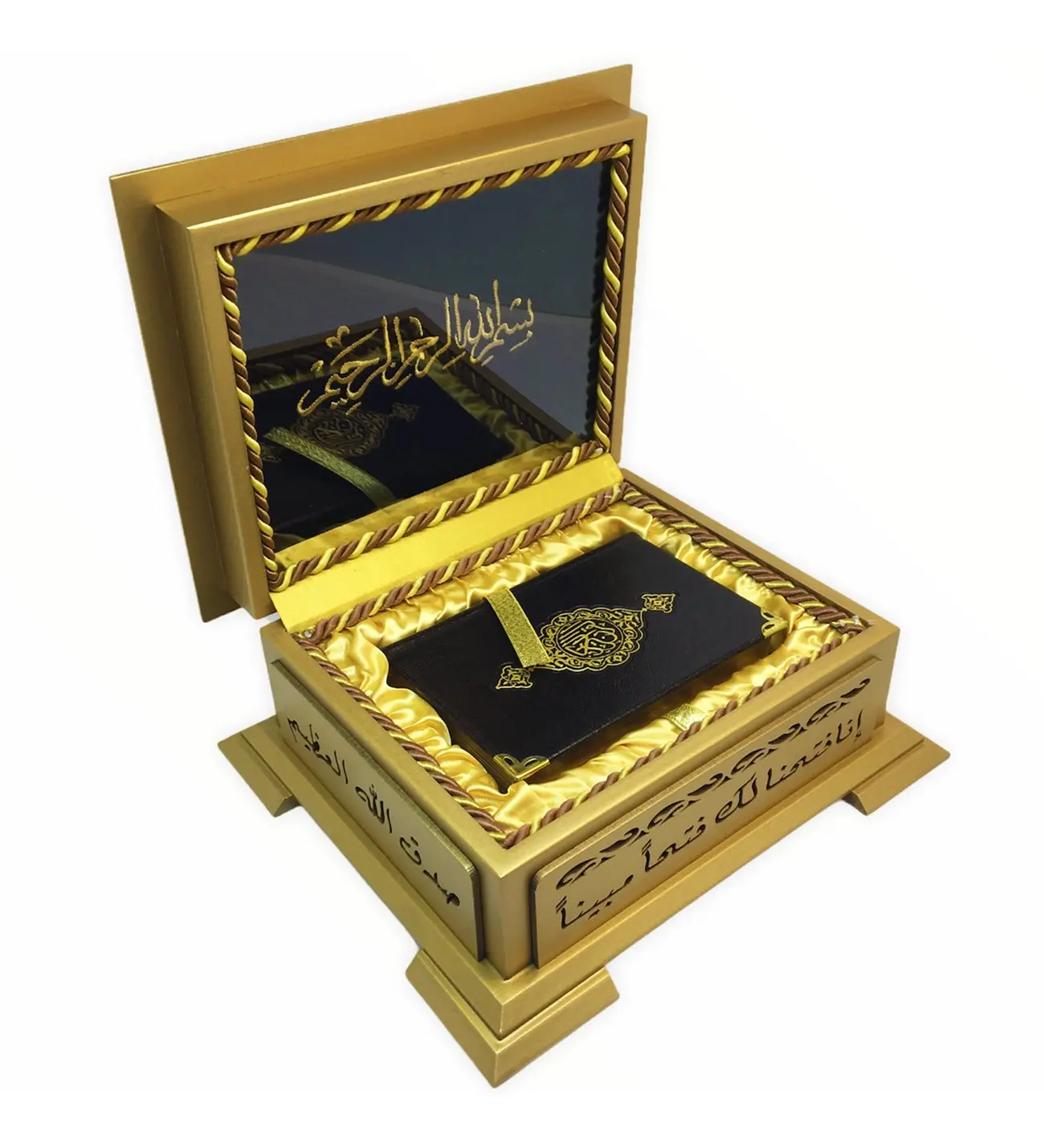 

Quran Box Gifts Wooden Gold Color The Holy Quran Box Muslim Set Islamic decoration luxury Turkish Arab Decoration Amin Eid Fine