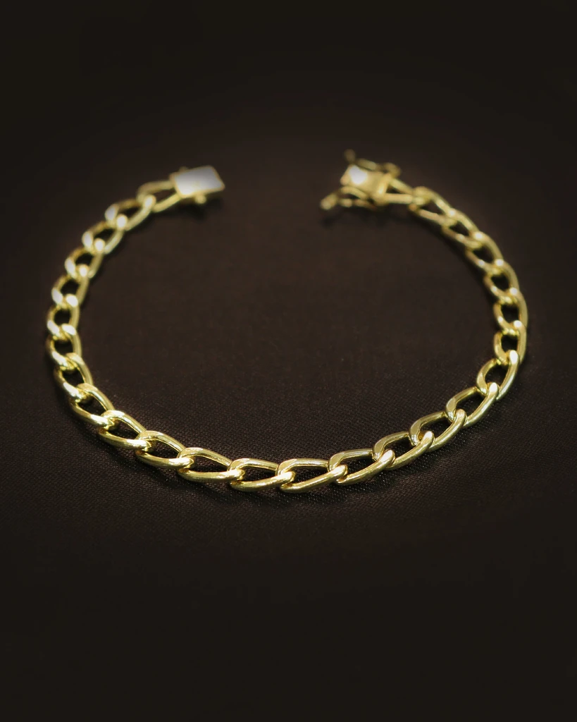 LONGUINY 5MM Old Coin Bracelet Identical to 18K Gold (Eternal Guarantee in Color) Does not peel, does not darken