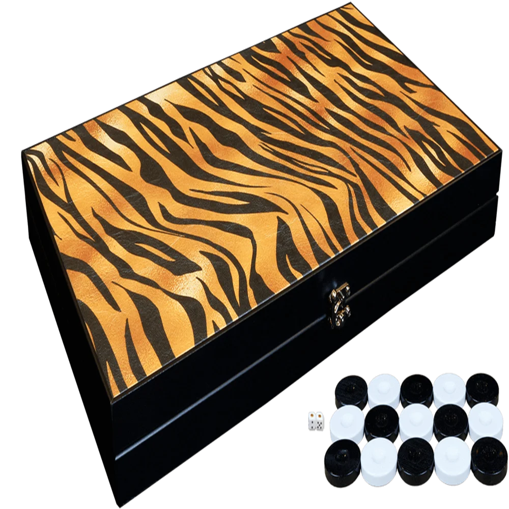 

Yenigün Backgammon LEATHER BACKGAMMON SET TREND SAFARI Large High-Grade Backgammon Chess Travel 48cm x 30cm x 6cm