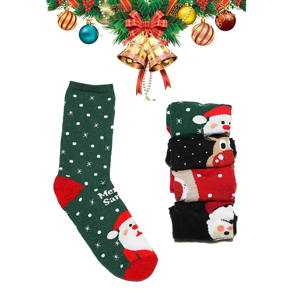 4 pairs in 1 Christmas Noel Colorful Socks New Year Gift