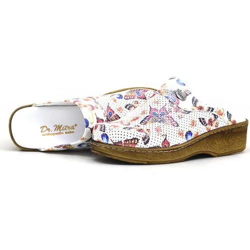 White Patterned Women's Sabo Doctor Slippers