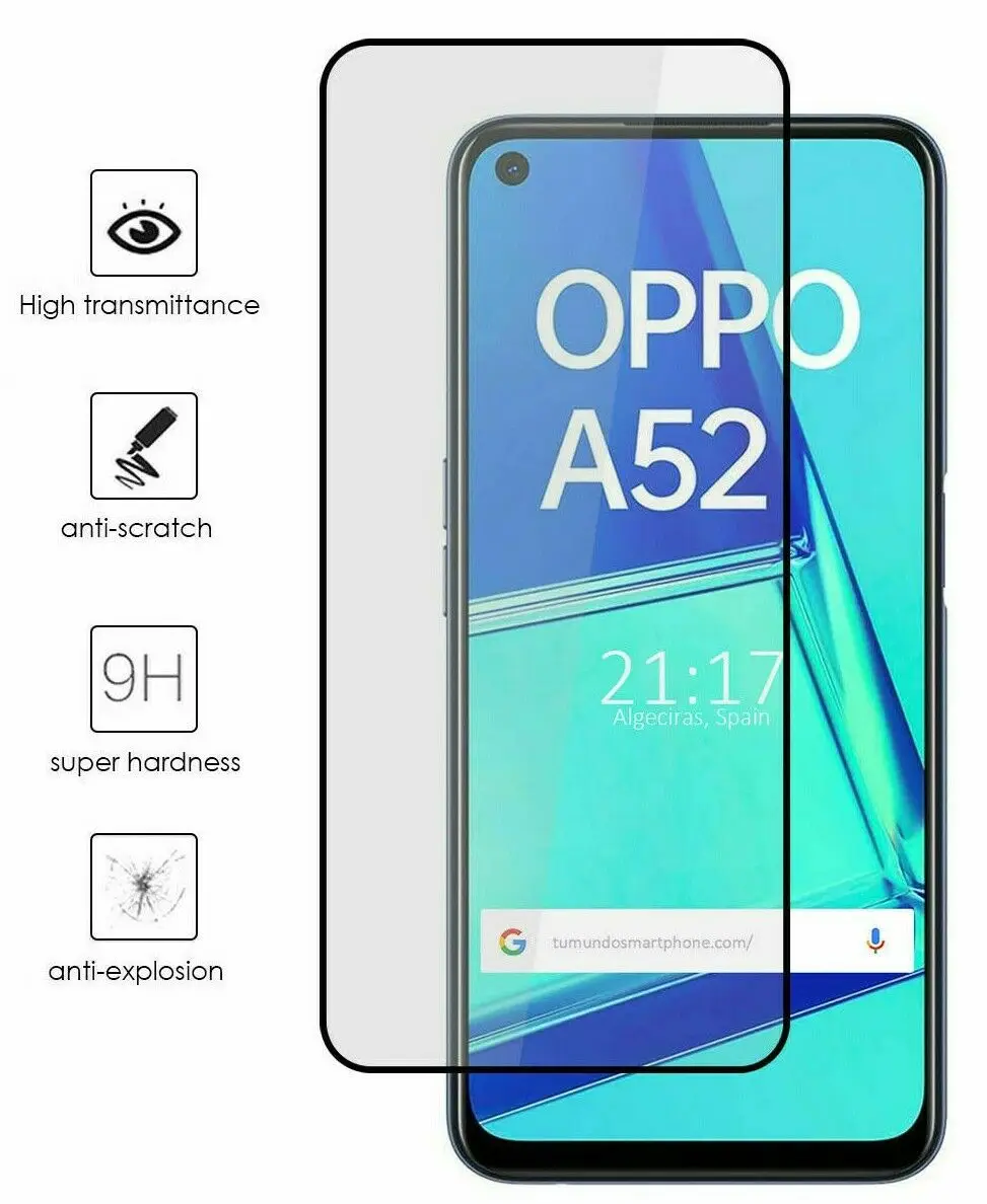 High quality 9H tempered glass screen Protector for Oppo A52 sent from Spain