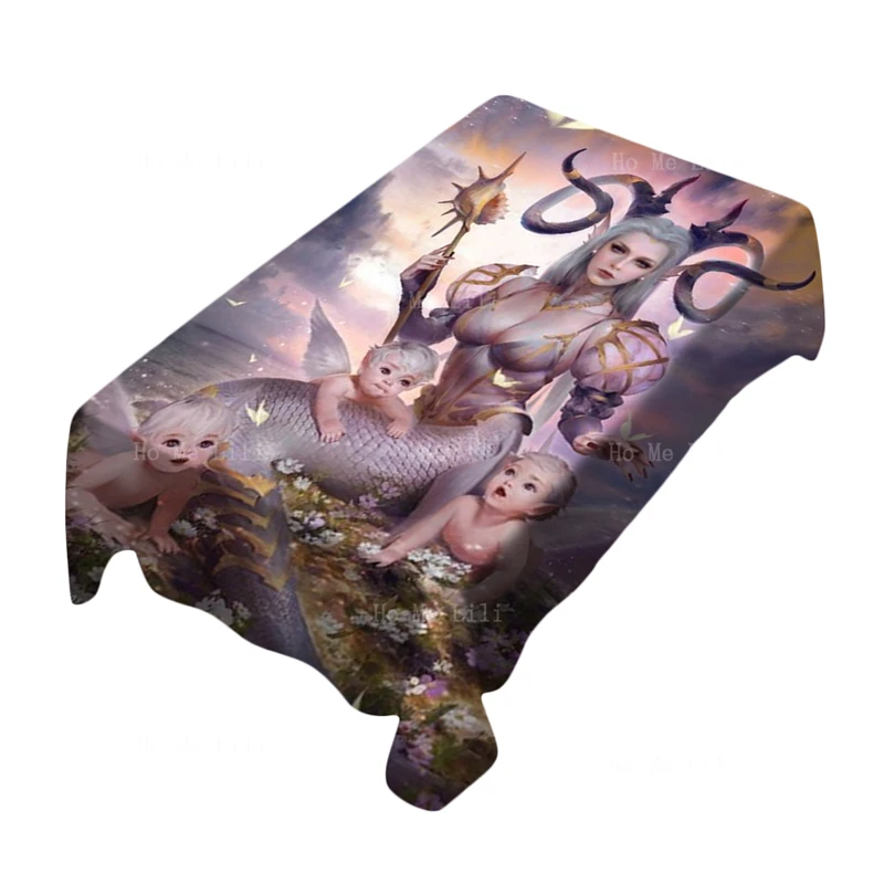 The Editor Contemporary Fantasy Art Capricorn Legend Of Cryptids Dream Girl Illusion Rectangle Tablecloth By Ho Me Lili