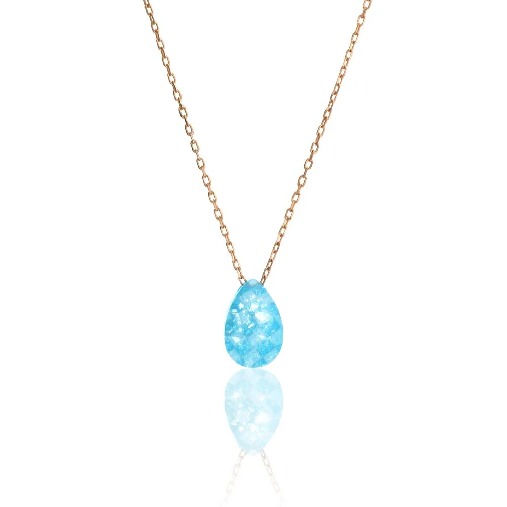 Fashion Blue Sugar Stone Zircon Jewelry Pendant Necklace Sterling Silver with Chain