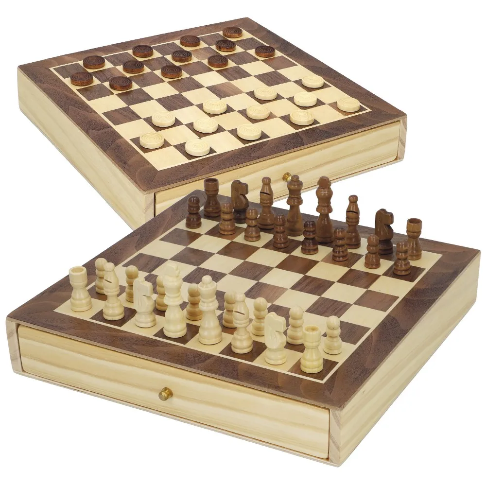 Table Games chess and Ladies 2 in 1 Wood with CB Games drawer, chess game, Ladies game, table Games, chess and checkers, kids table Games, chess board, chess kids, family board games