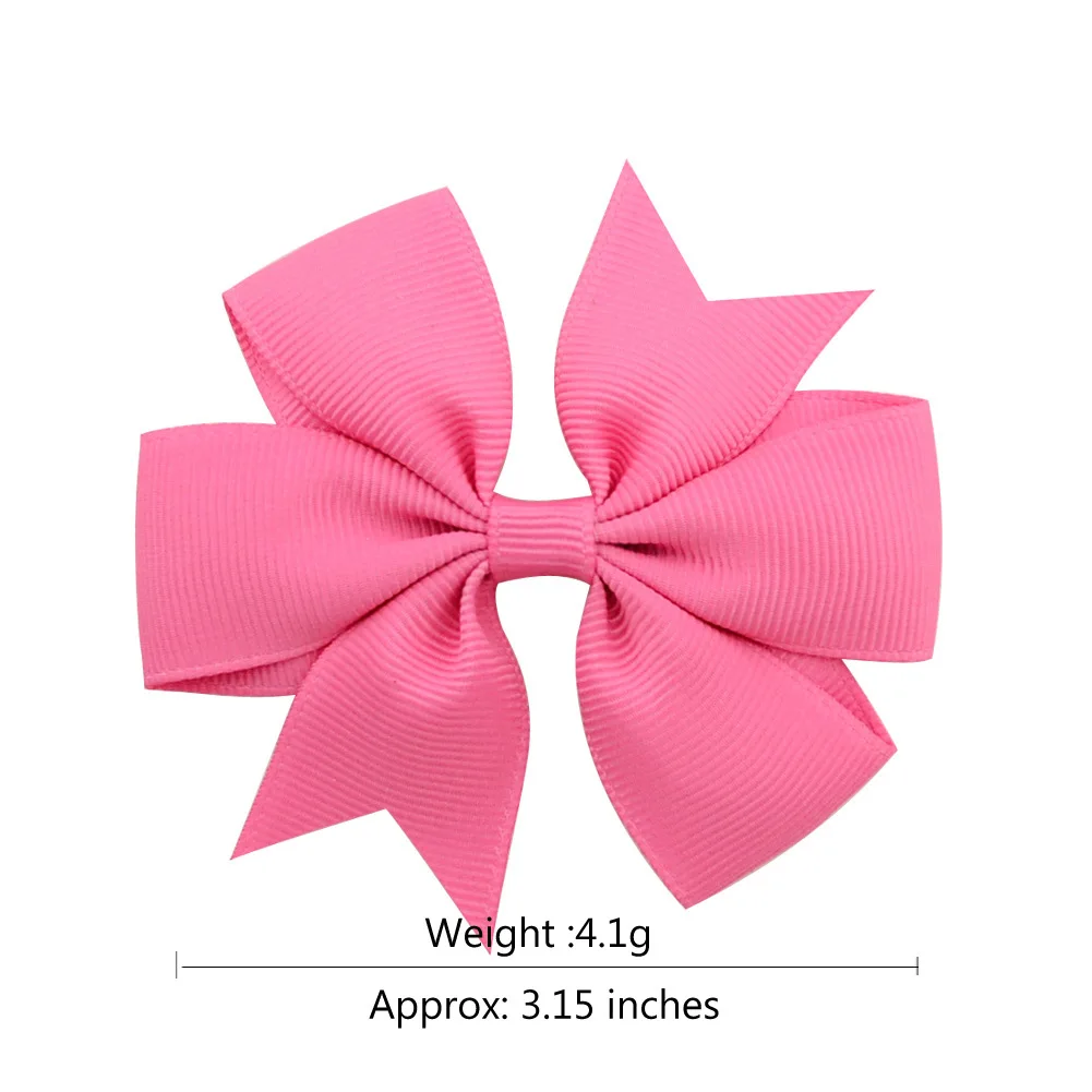 1PCS Grosgrain Solid Pink Green Rib Ribbon Fishtail Bow Hairpin Girl Children Butterfly Flower Hair Clips Cute Baby Accessories