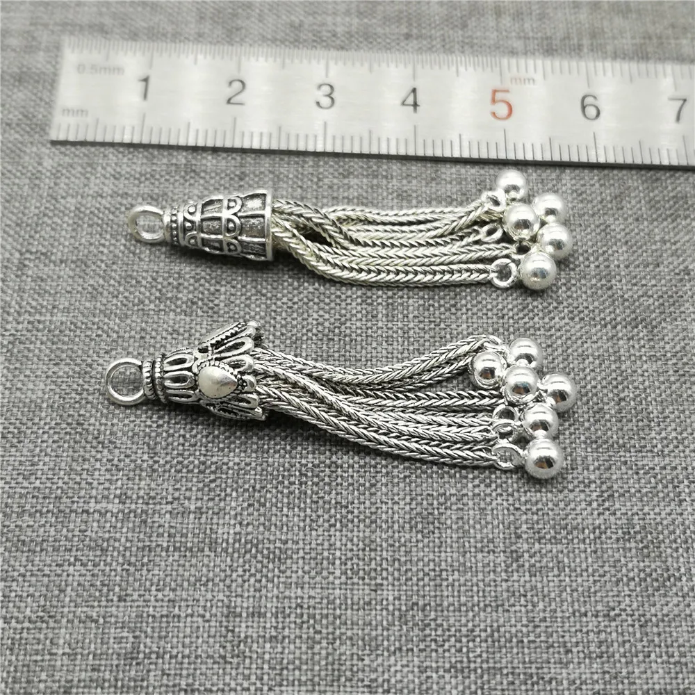 925 Sterling Silver Tassel Charms with Wheat Chain for Necklace Bracelet