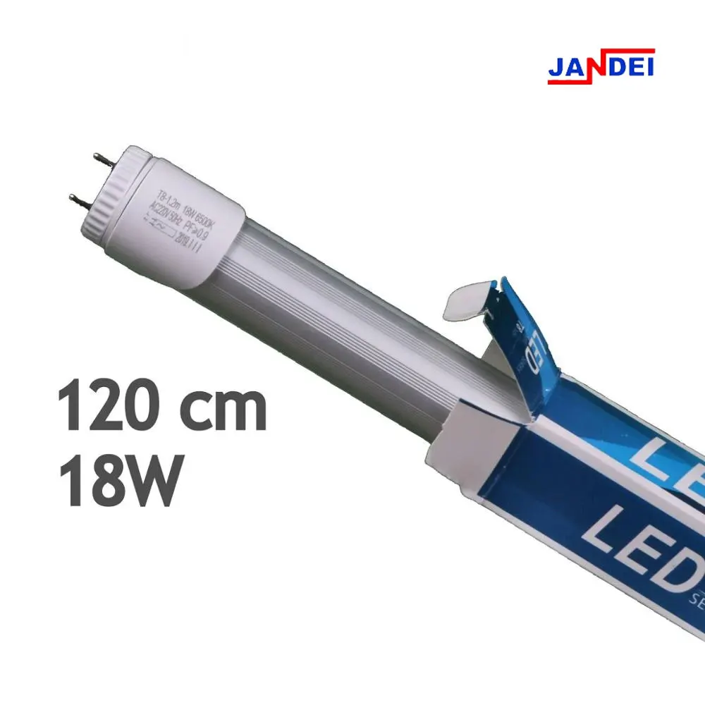 JANDEI T8 18W 120cm 6000/4200/3000K 220V connection 1 side 175-265V led tube, fluorescent led tube, ceiling lamp, led Bar, led concina light, led tube